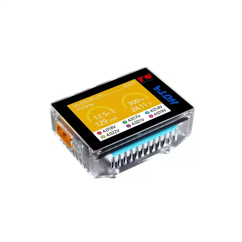 T6 智慧平衡充電器｜雙輸入300W PD/QC快充｜航模鋰電池專用