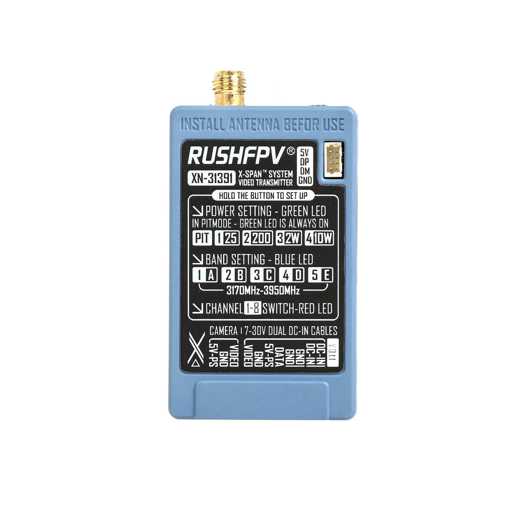 RUSHFPV XSPAN 3.1–3.9GHz 10W｜氮化鎵 FPV 圖傳發射模組