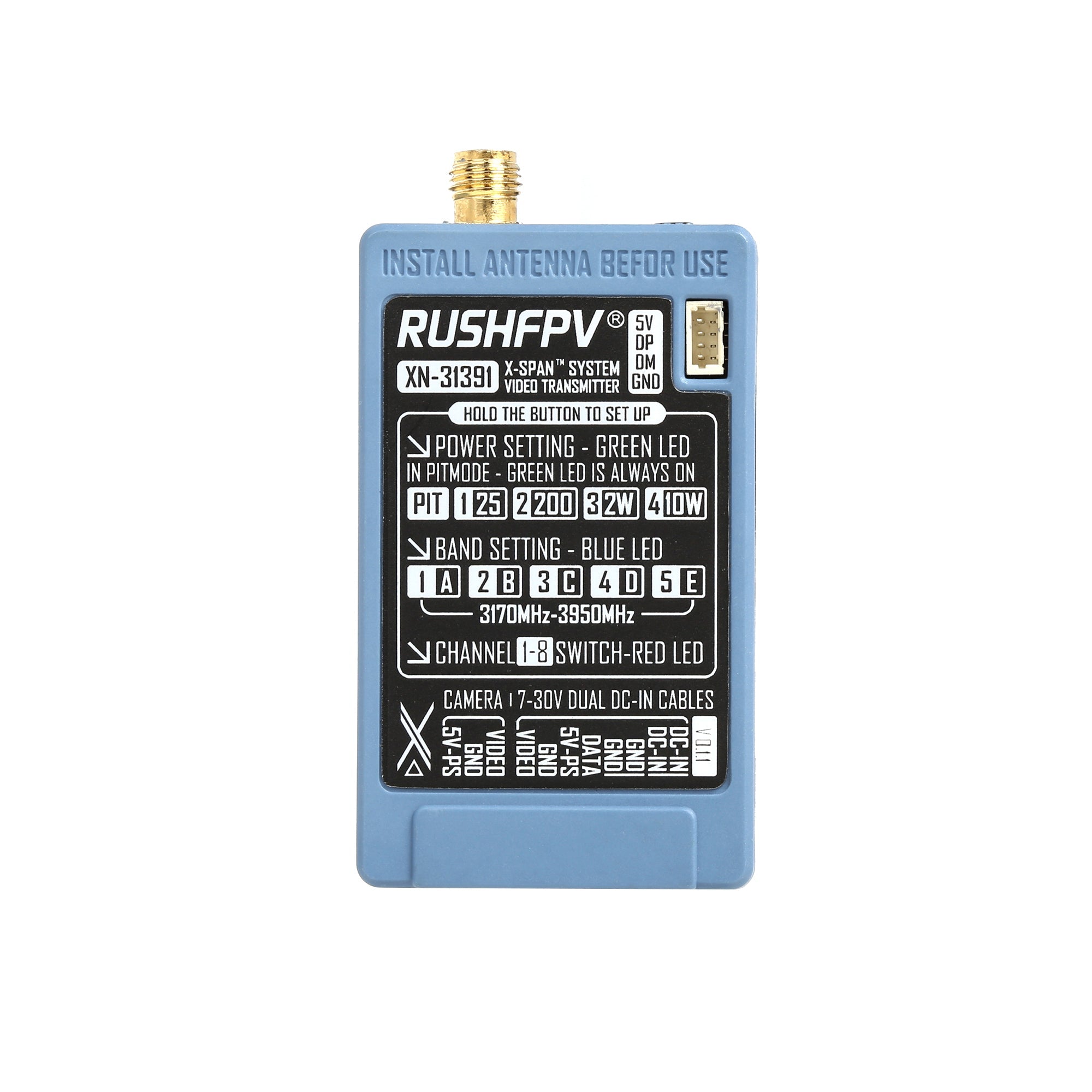 RUSHFPV XSPAN 3.1–3.9GHz 10W｜氮化鎵 FPV 圖傳發射模組