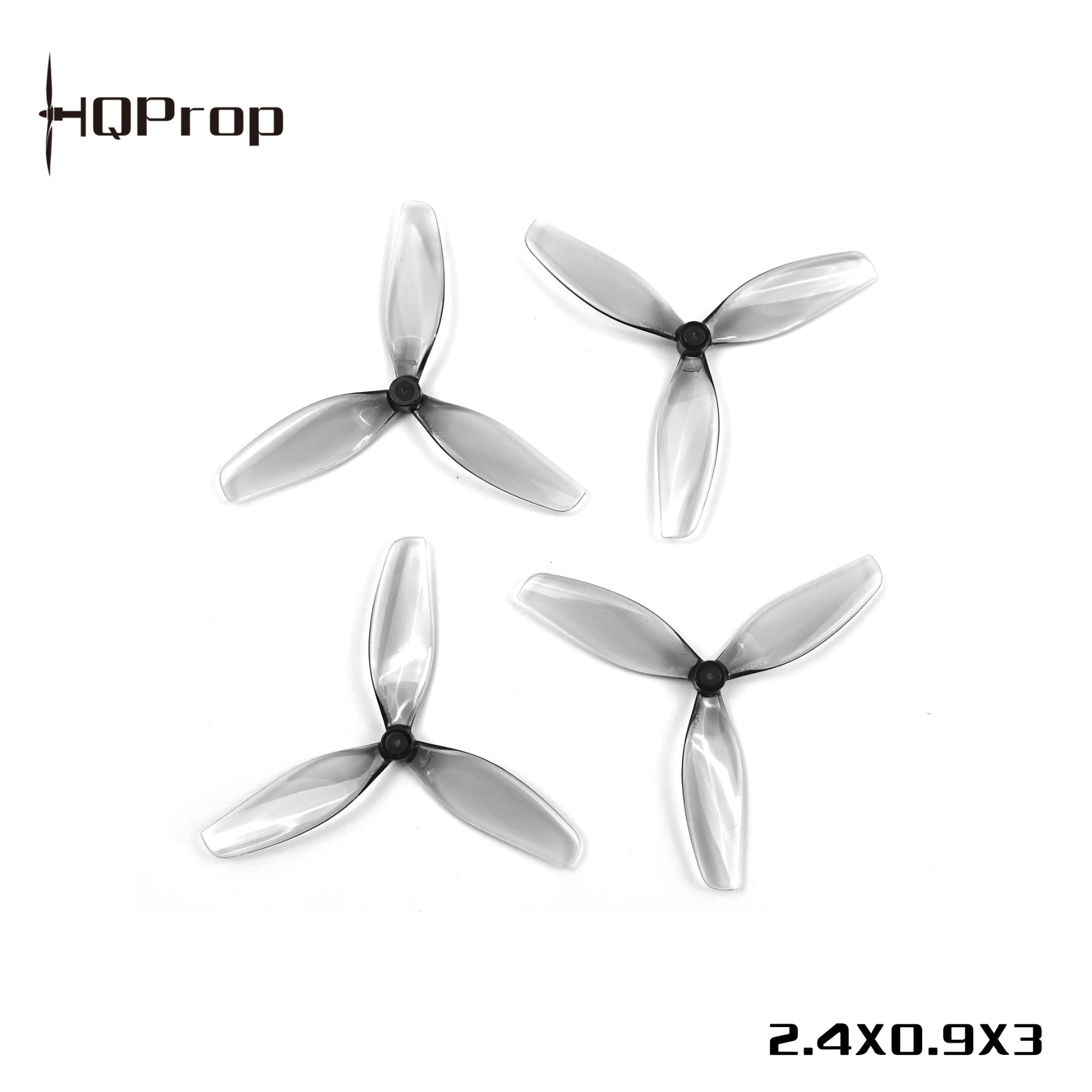 HQProp 2.4X0.9X3 灰色 （2 正＋2 反）-PC 聚碳酸酯-1MM 軸孔｜FPV 螺旋槳