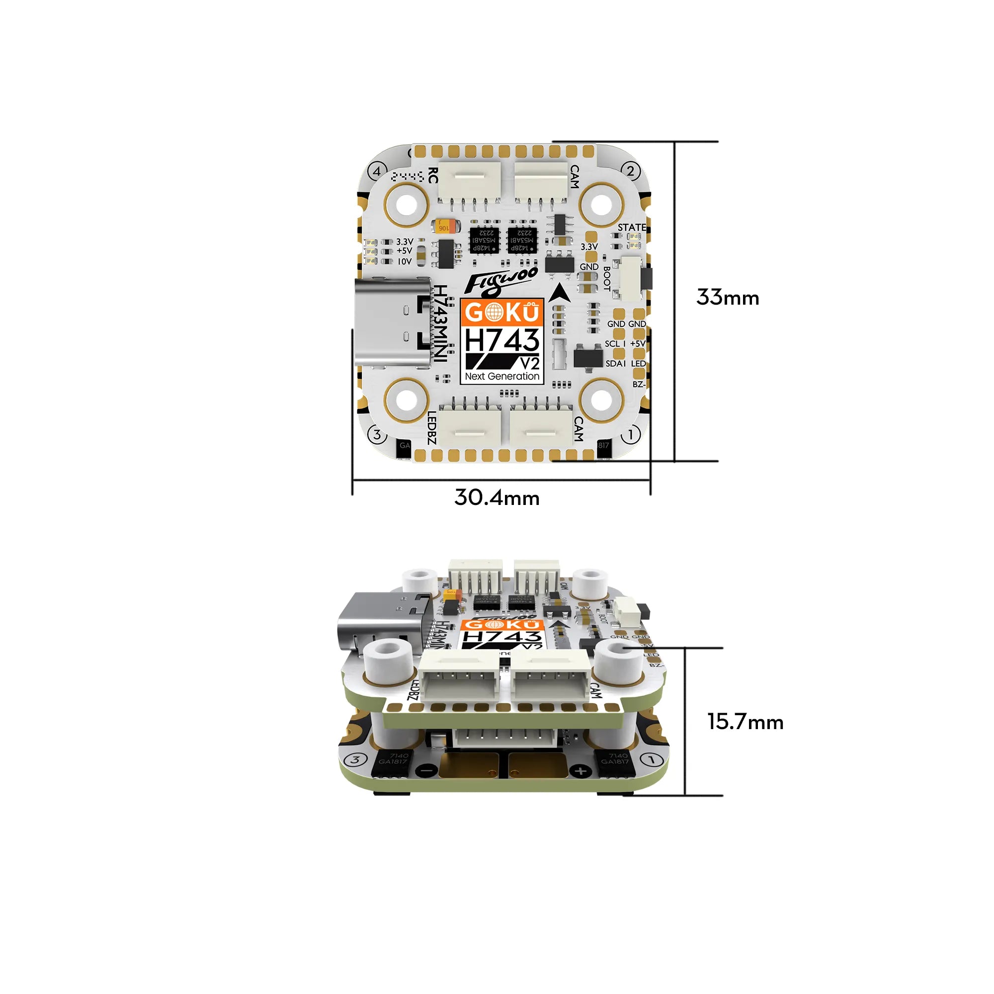 Flywoo 悟空GOKU H743 MINI 45A 32Bit 128K 穿越機飛塔