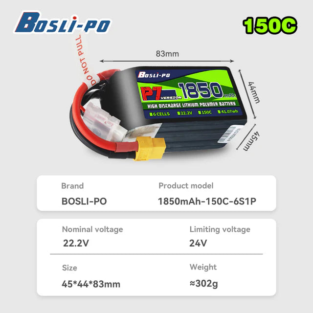 Boslipo P7 Version 1850mAh 150C 4/6S FPV Battery