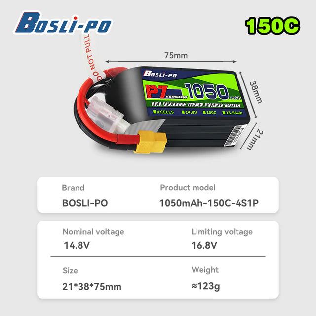 Boslipo P7 Version 1050mAh 150C 4/6/8S FPV Battery