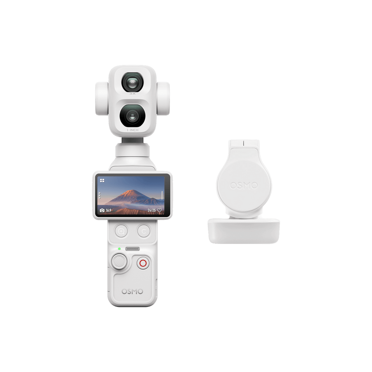 DJI Osmo Pocket 4P 珠光白機身與補光燈商品圖