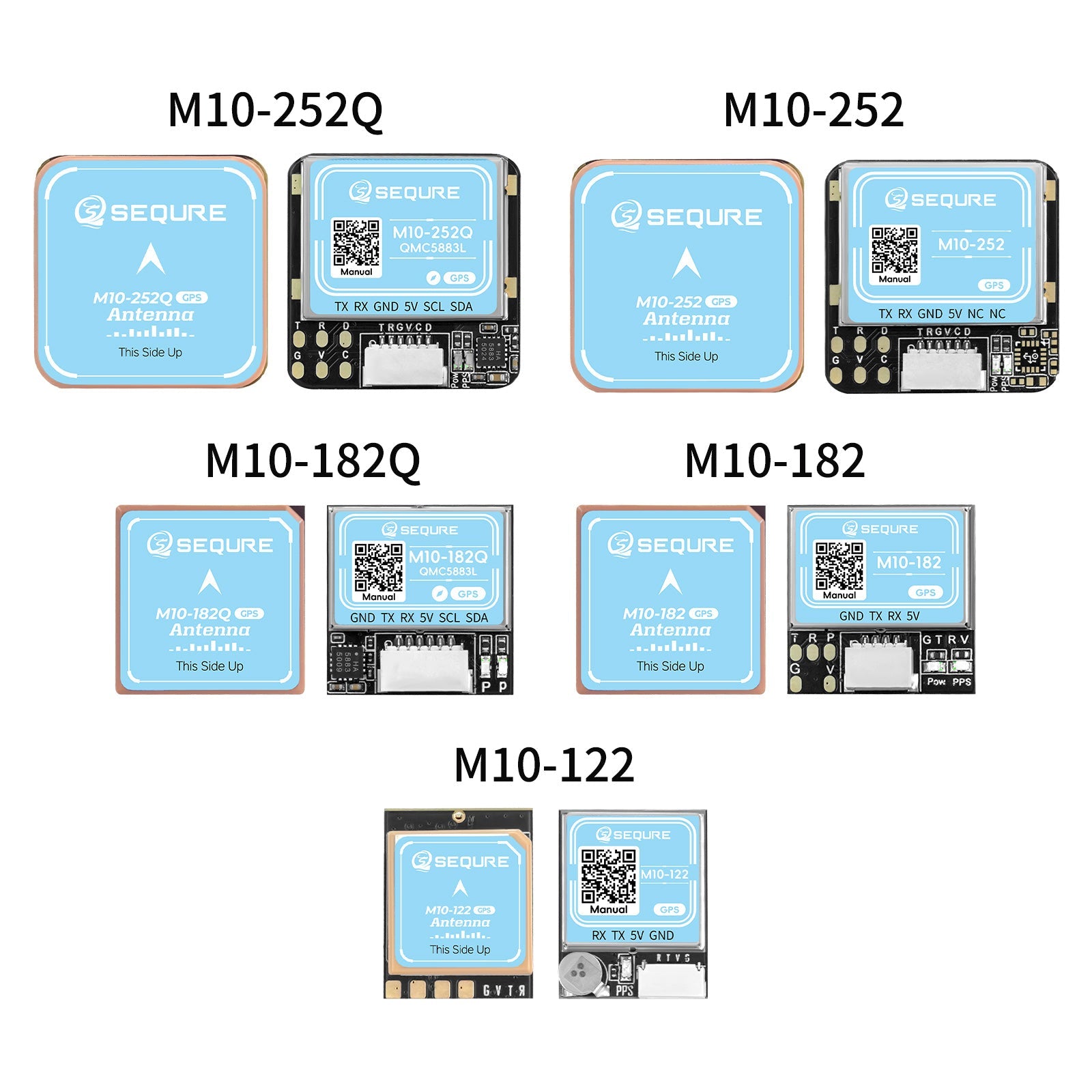 SEQURE M10-122 / M10-182 / M10-182Q / M10-252 / M10-252Q GPS Small Size Fast Positioning Betaflight INVA Ardupilot Fixed-wing Racing Drone FPV Return QMC5883 Compass