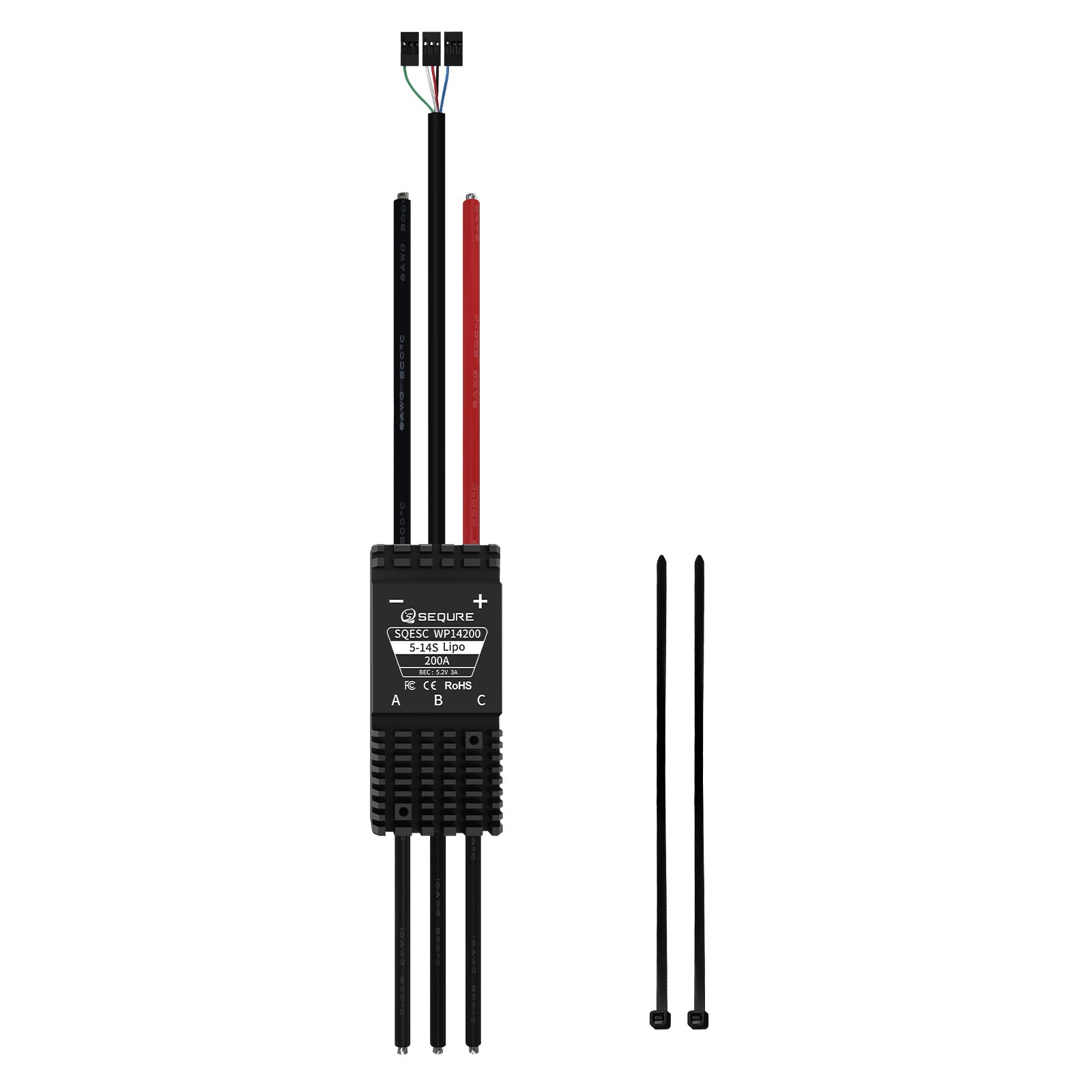 SEQURE WP14200 200A 5-14S IP68 Waterproof Brushless ESC for eFoil/Surfboard/RC Models